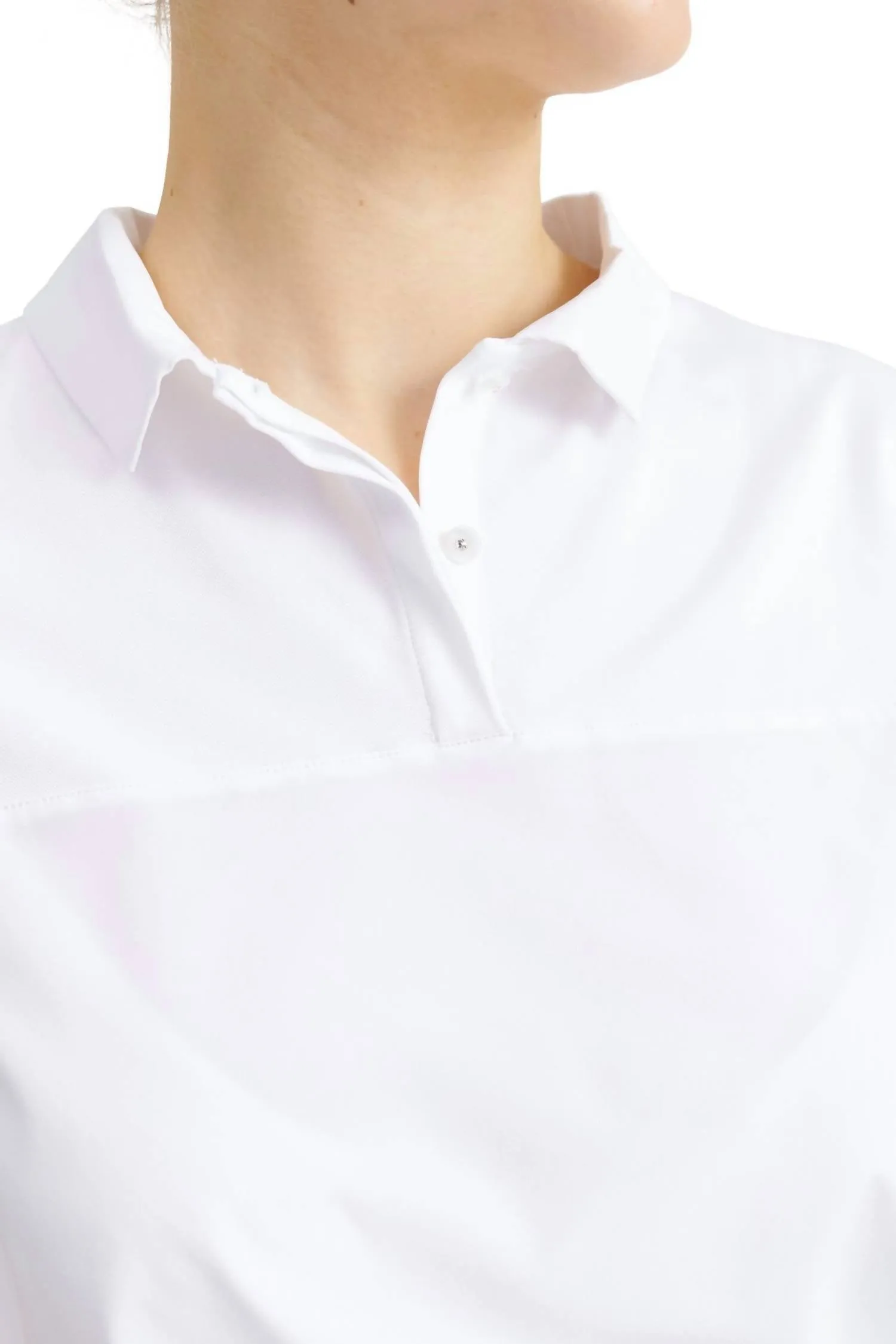 Polo Femme Becky Manches Longues Loosefit Blanc