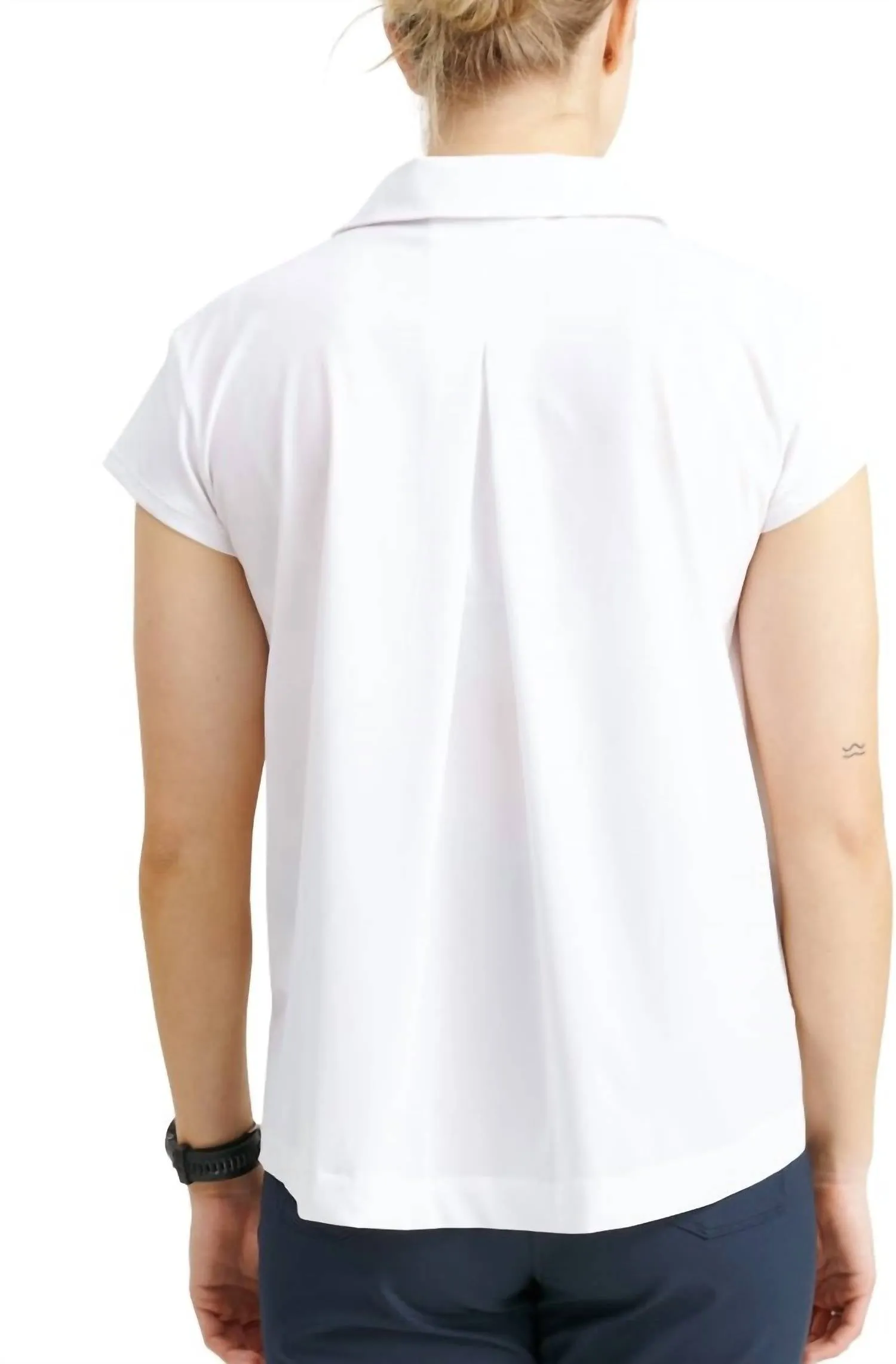 Polo Femme Becky Manches Longues Loosefit Blanc