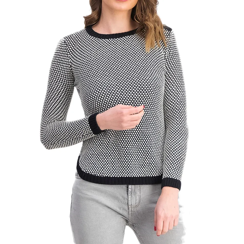 Pull en maille texturé pour femme, Noir/Blanc