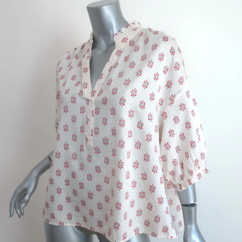 Xirena Camisole Haut Blanc Imprimé Bandana Drop Taille Moyenne Manches Courtes en Coton