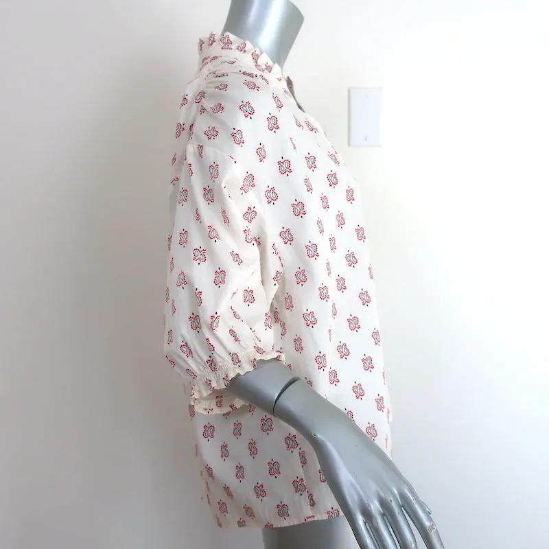 Xirena Camisole Haut Blanc Imprimé Bandana Drop Taille Moyenne Manches Courtes en Coton