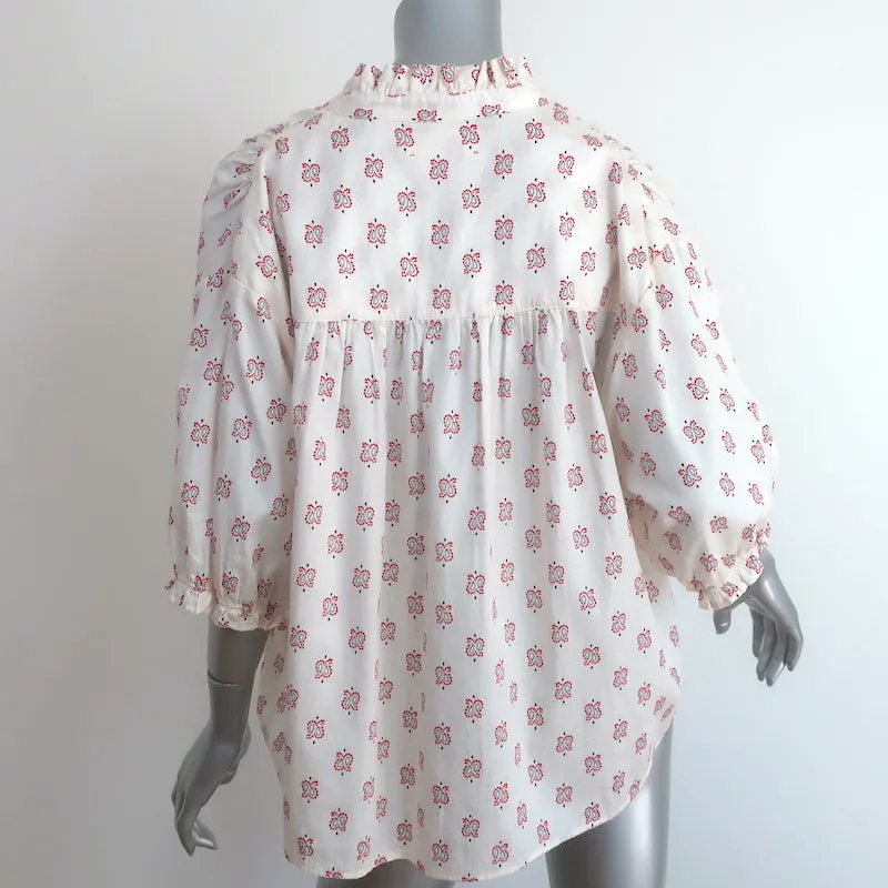 Xirena Camisole Haut Blanc Imprimé Bandana Drop Taille Moyenne Manches Courtes en Coton