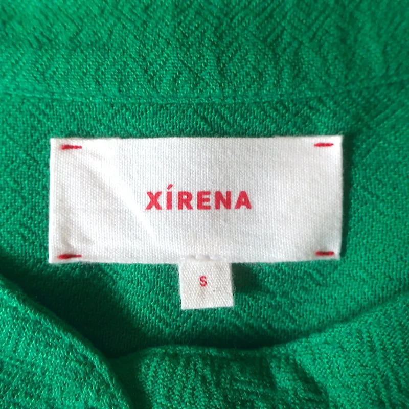 Xirena Presley Chemise Vert Crêpe Taille Petite Haut à Manches Longues