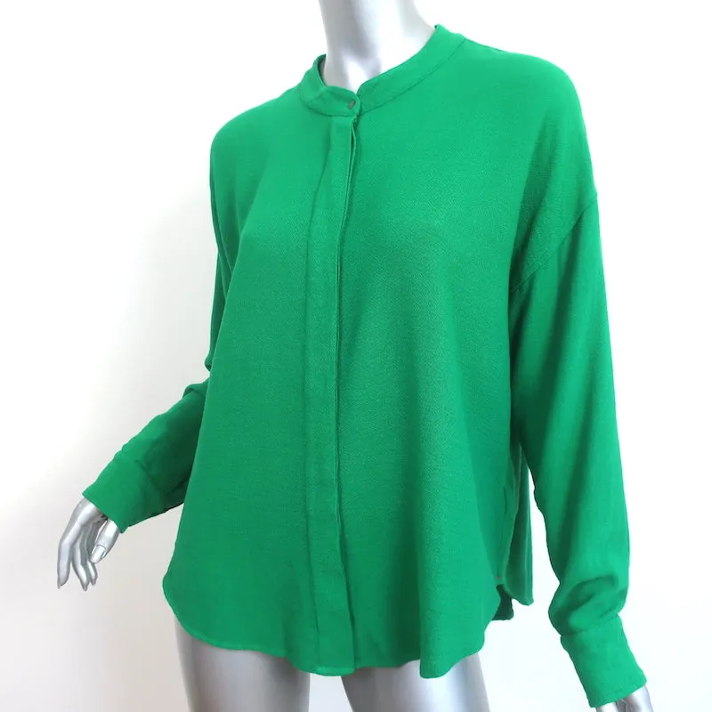 Xirena Presley Chemise Vert Crêpe Taille Petite Haut à Manches Longues