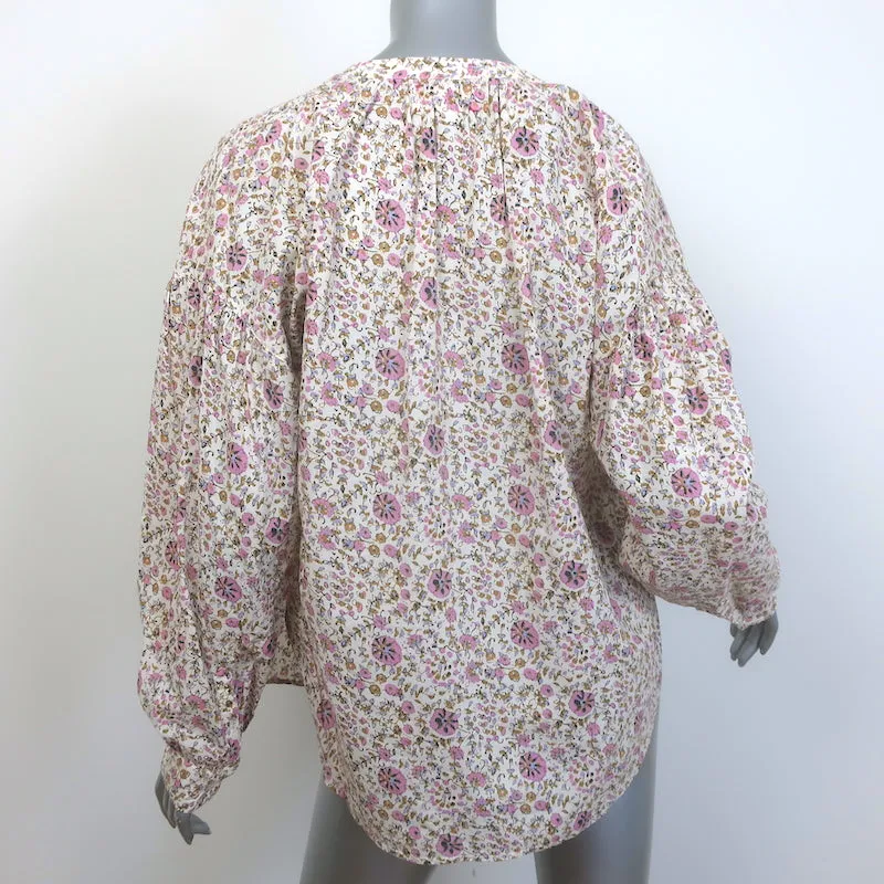 Xirena Romi Blouse Crème Imprimé Floral en Coton Manches Longues Taille Petite