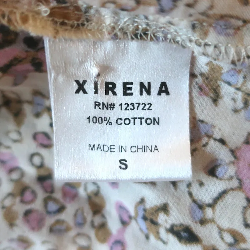 Xirena Romi Blouse Crème Imprimé Floral en Coton Manches Longues Taille Petite