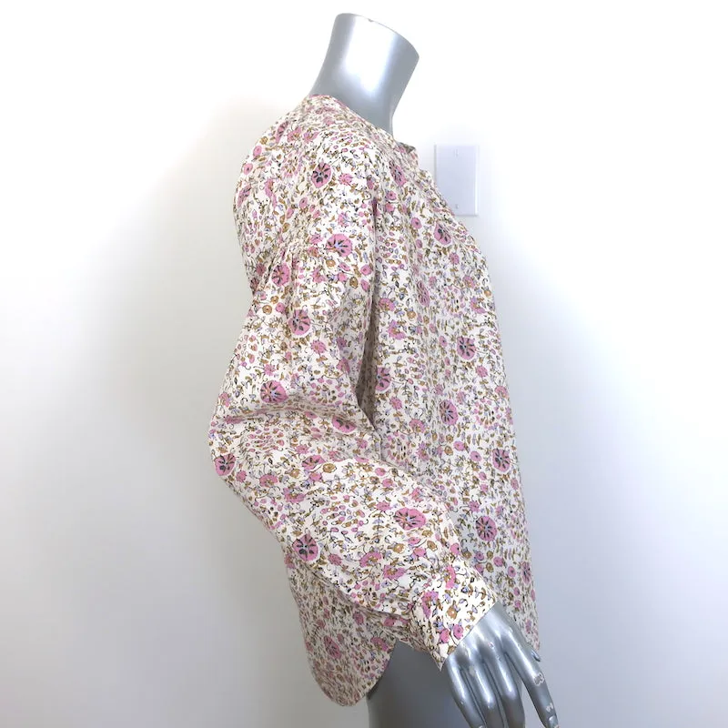 Xirena Romi Blouse Crème Imprimé Floral en Coton Manches Longues Taille Petite