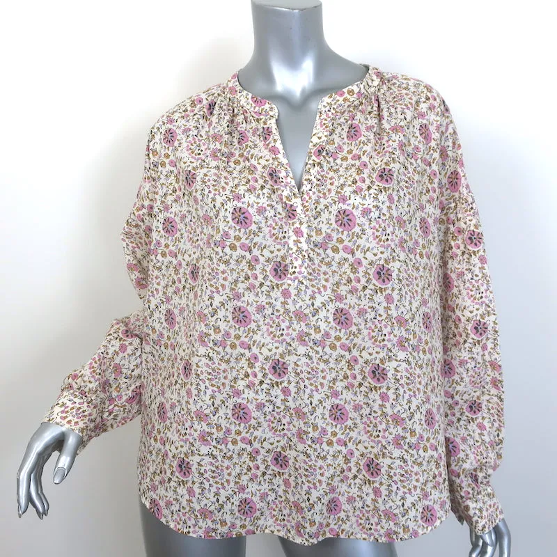 Xirena Romi Blouse Crème Imprimé Floral en Coton Manches Longues Taille Petite