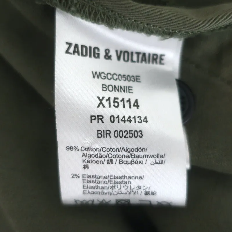 Zadig & Voltaire Bonnie Love Chemise militaire en coton vert armée Taille 16 / SMALL