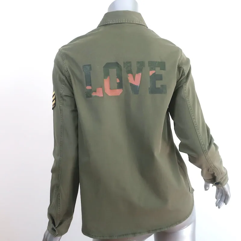 Zadig & Voltaire Bonnie Love Chemise militaire en coton vert armée Taille 16 / SMALL