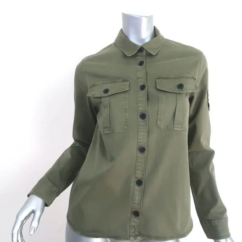 Zadig & Voltaire Bonnie Love Chemise militaire en coton vert armée Taille 16 / SMALL