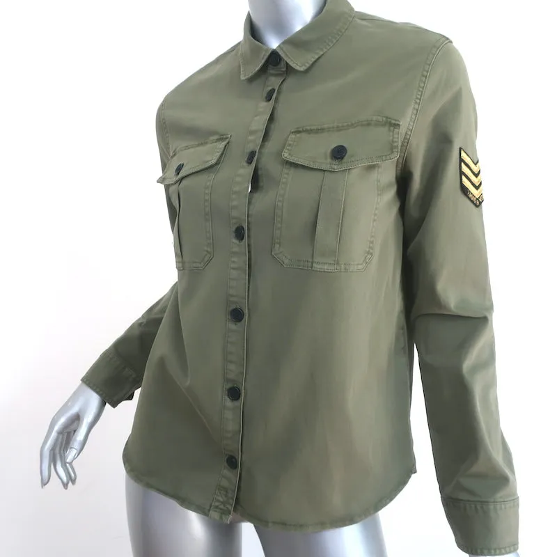 Zadig & Voltaire Bonnie Love Chemise militaire en coton vert armée Taille 16 / SMALL