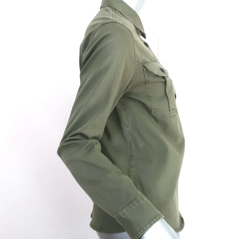 Zadig & Voltaire Bonnie Love Chemise militaire en coton vert armée Taille 16 / SMALL