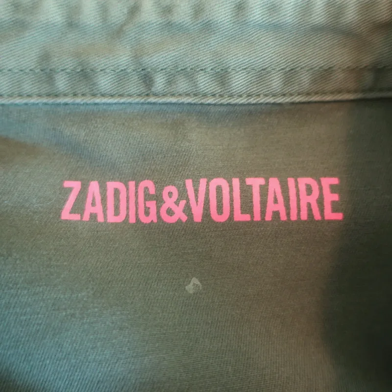 Zadig & Voltaire Bonnie Love Chemise militaire en coton vert armée Taille 16 / SMALL