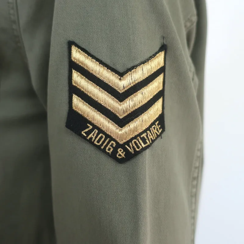 Zadig & Voltaire Bonnie Love Chemise militaire en coton vert armée Taille 16 / SMALL