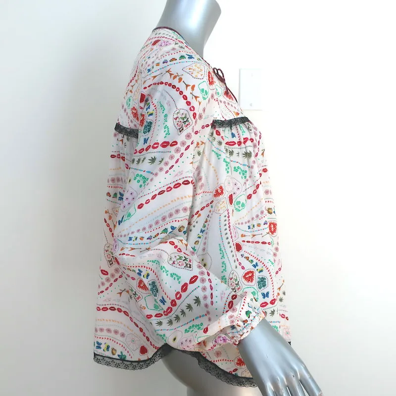 Zadig & Voltaire Top Tangara Psyché Blanc/Multicolore Imprimé Crêpe Taille Très Petite