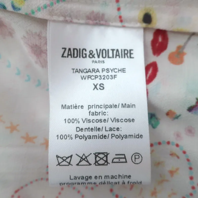 Zadig & Voltaire Top Tangara Psyché Blanc/Multicolore Imprimé Crêpe Taille Très Petite