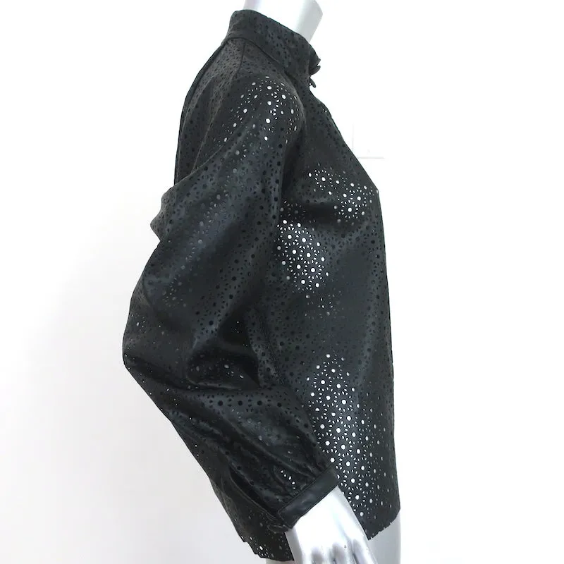 Zara Blouse en Simili-Cuir à Effet Laser Noir Taille Petite Haut à Manches Longues