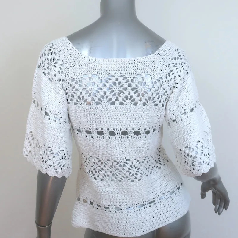 Zimmermann Cassia Top en Crochet Blanc Coton Taille 2