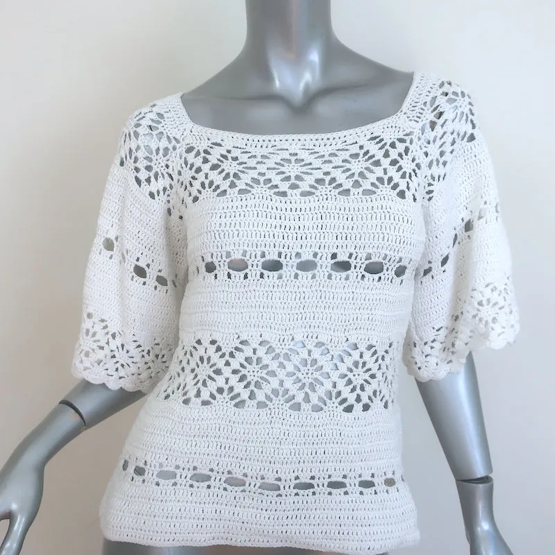 Zimmermann Cassia Top en Crochet Blanc Coton Taille 2
