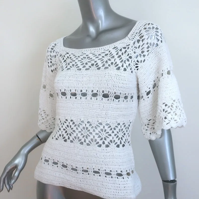 Zimmermann Cassia Top en Crochet Blanc Coton Taille 2