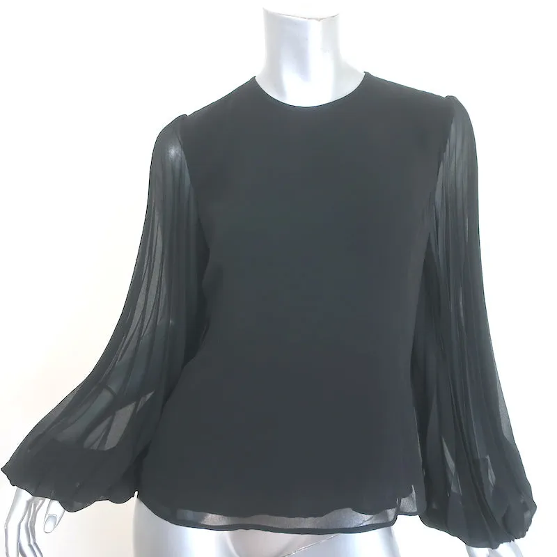 Zimmermann Blouse à manches en chiffon plissé Noir Crêpe Taille 2