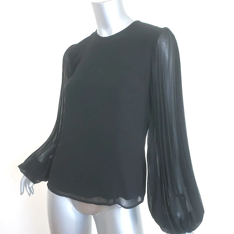 Zimmermann Blouse à manches en chiffon plissé Noir Crêpe Taille 2